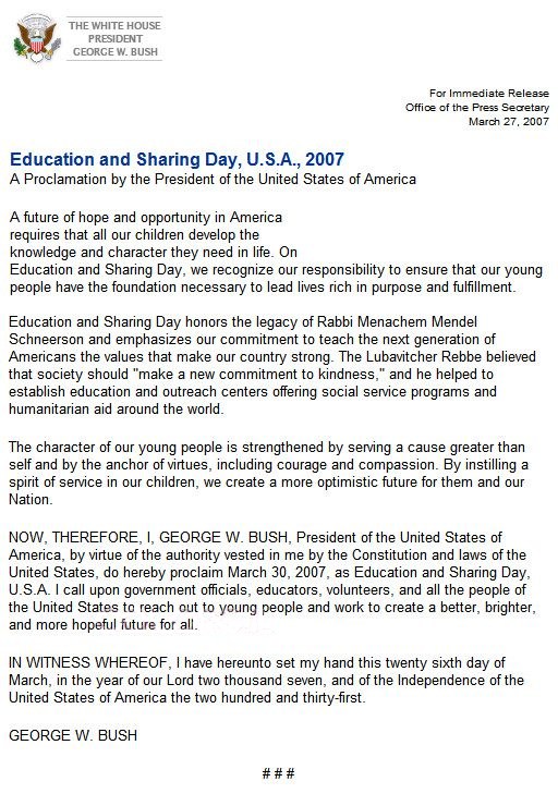 Education and Sharing Day Declaration original text